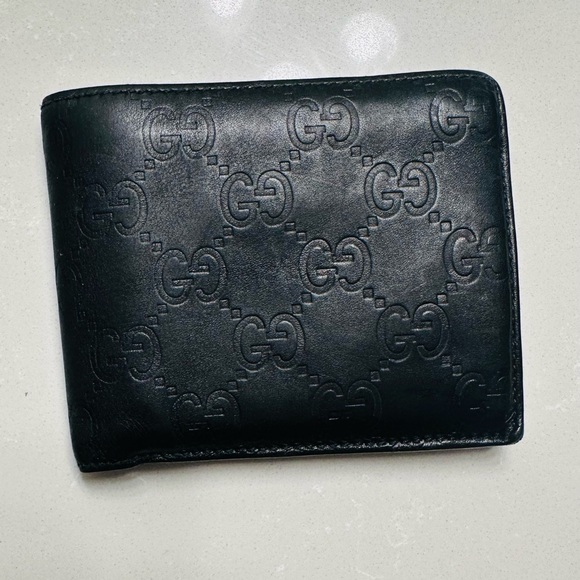 Gucci Guccissima Bifold Leather Wallet - Black